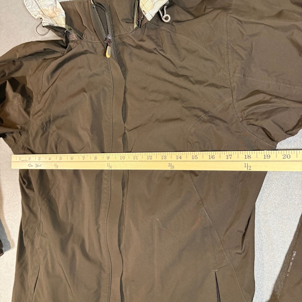 REI E1 Elements Women Medium Brown Windbreaker Removable Hood Full Zip Rainproof - Picture 10 of 12